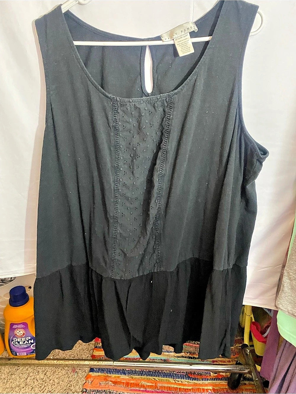 Kelly Renee Black Eyelet Panel Mini Dress Size 2X